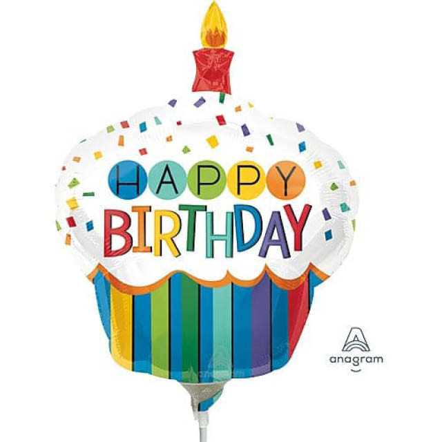Miniloon Mini Shape Birthday Rainbow Cupcake per 5 stuks