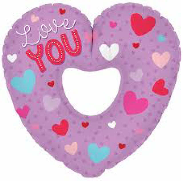 CTI Jumbo Love You Lavender Heart with Heart Hole