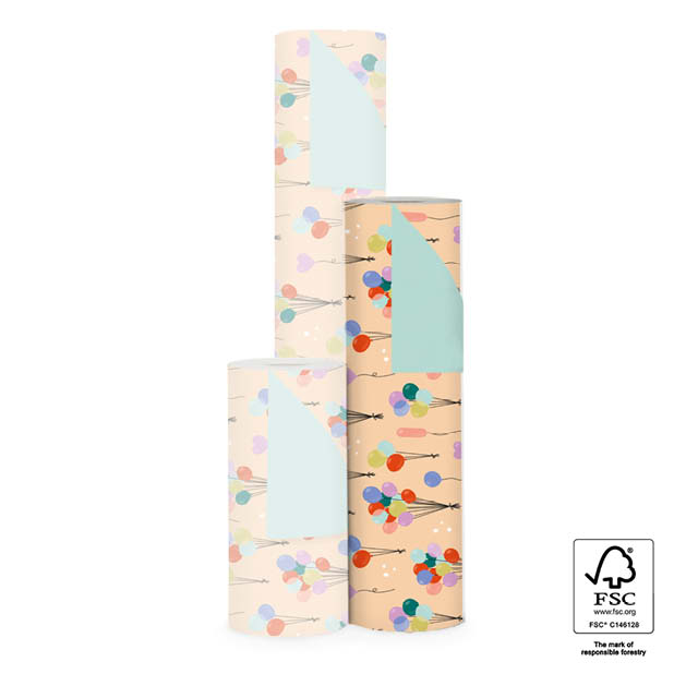 HOP Kadopapier 50 cm - Balloons Peach Pistache