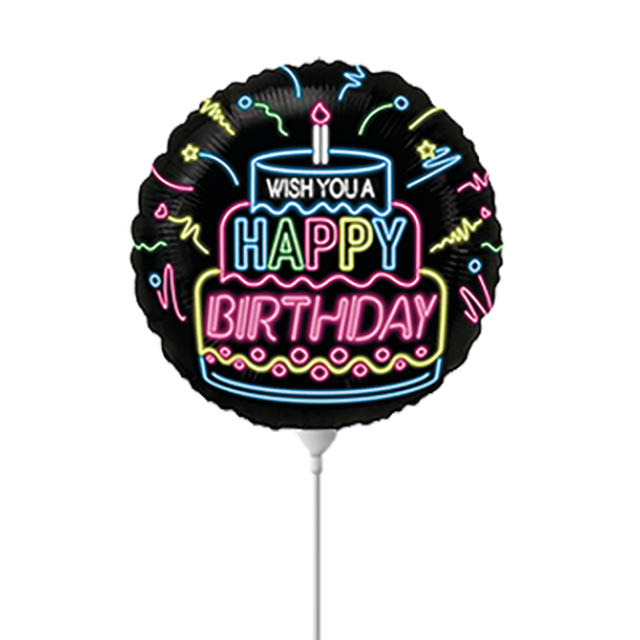 Miniloon 9 inch - Happy Birthday Neon