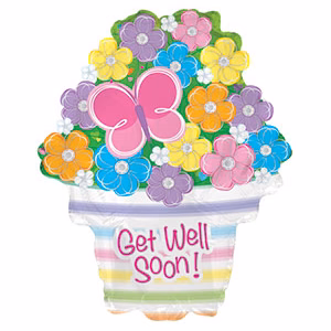 CTI 22" Shape Get Well Soon Flowers and Butterfly 60 cm