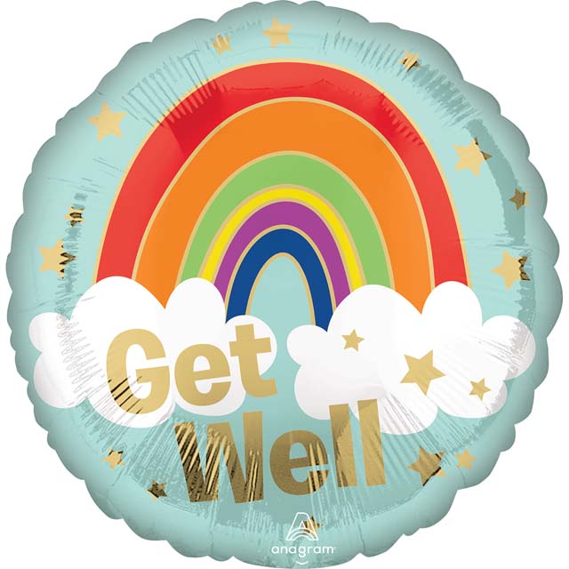 ASC 18" Get Well Golden Rainbow Foil Balloon S40 Packaged